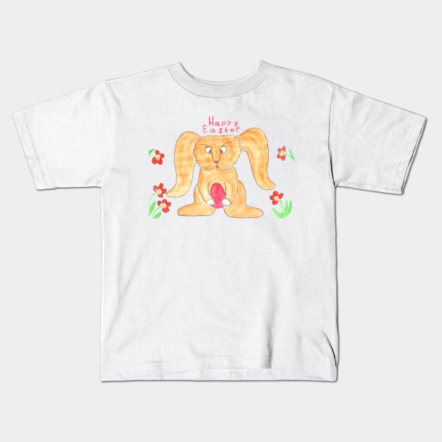 Happy Easter. Cute Easter bunny for kids and adults. Festive design for the whole family. Cartoon character Kids T-Shirt by grafinya